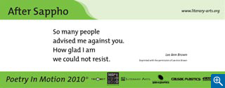The poem as it appears on transit vehicles