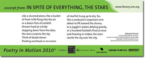 The poem as it appears on transit vehicles