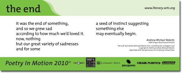 The poem as it appears on transit vehicles