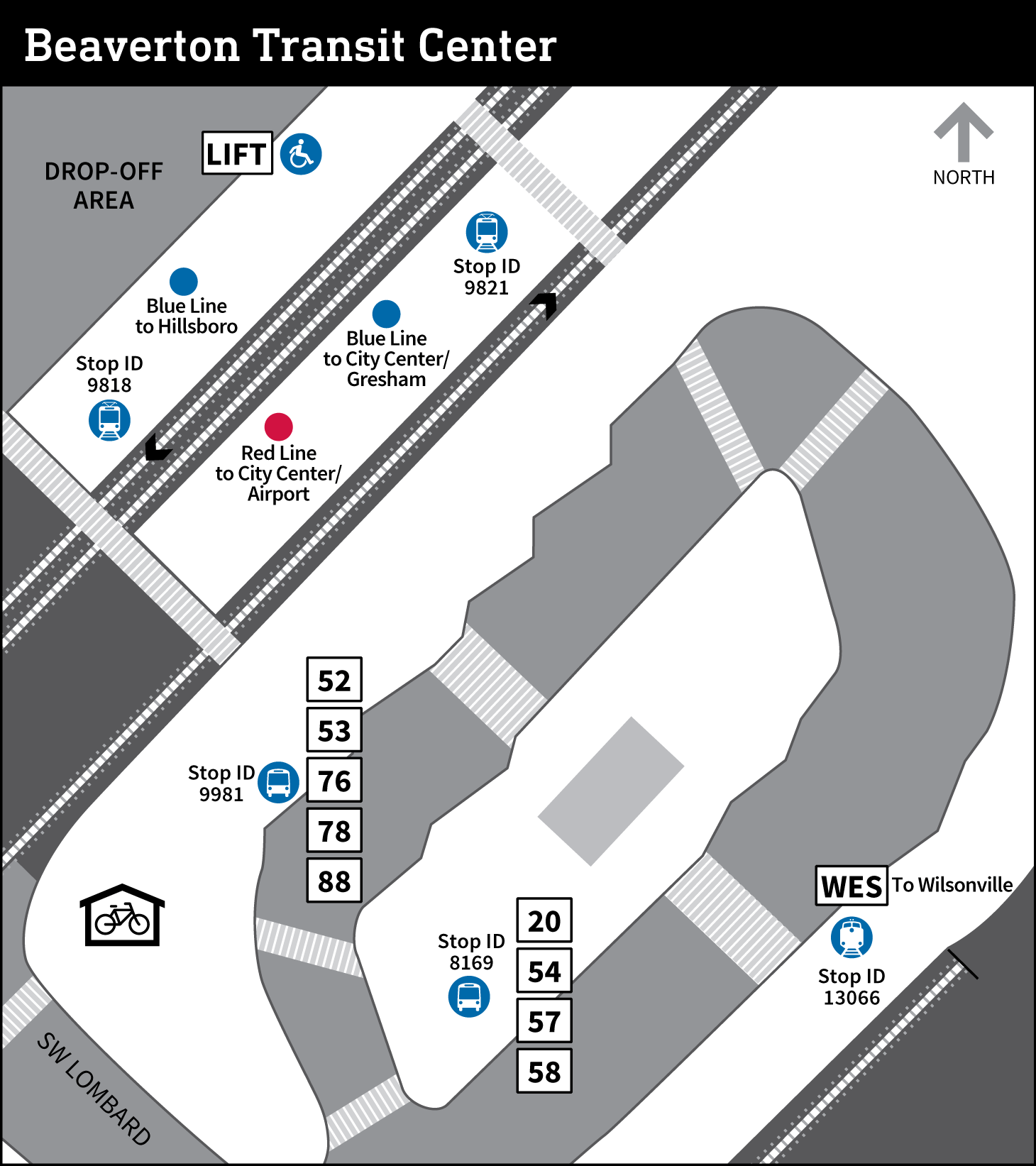 Map of Beaverton Transit Center