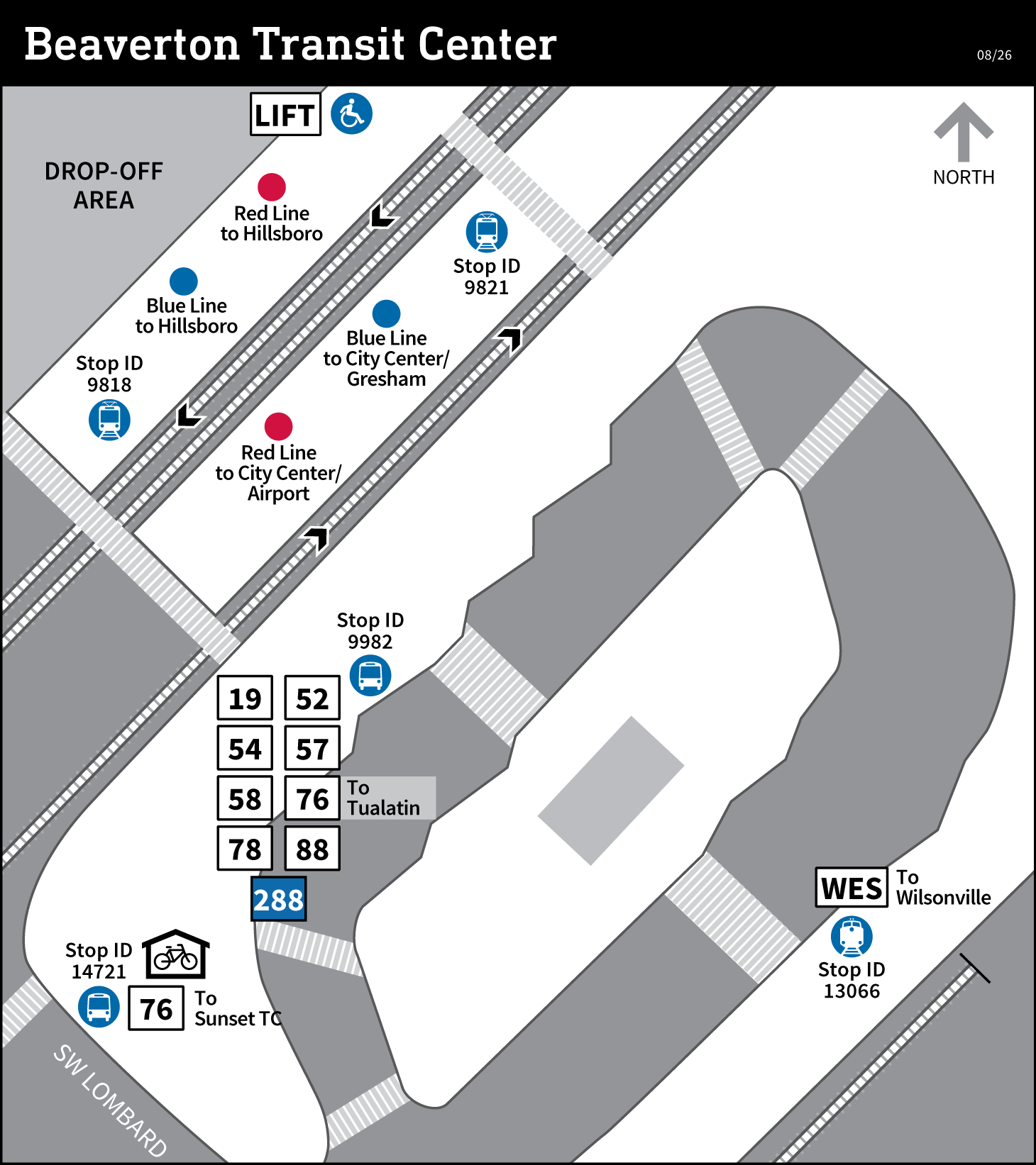 Map of Beaverton Transit Center