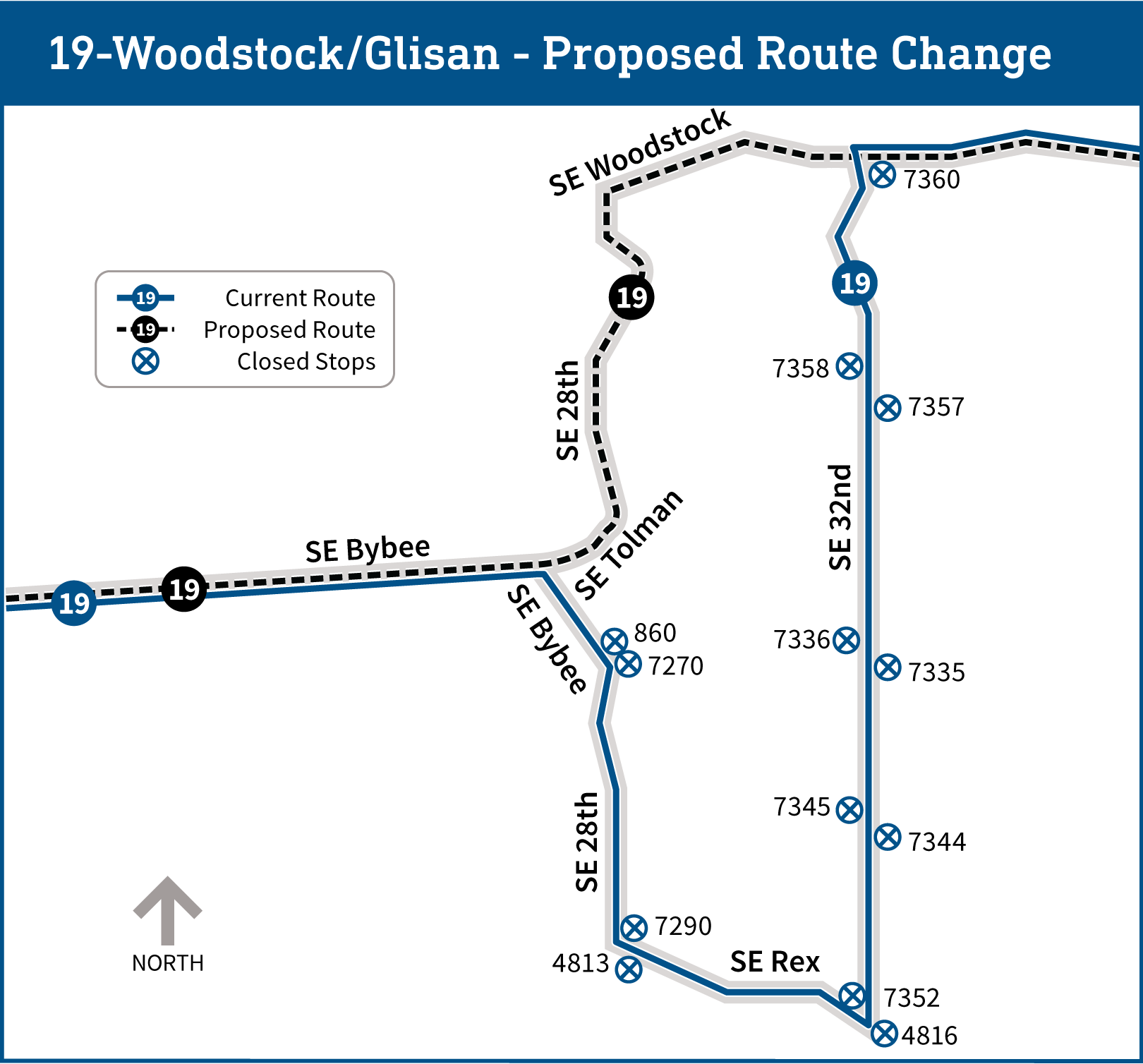 Line 19 proposed route changes in Eastmoorland map