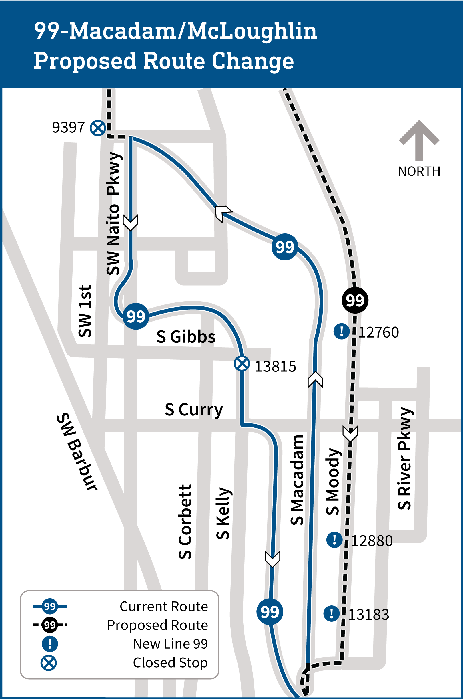 Line 99 route changes map