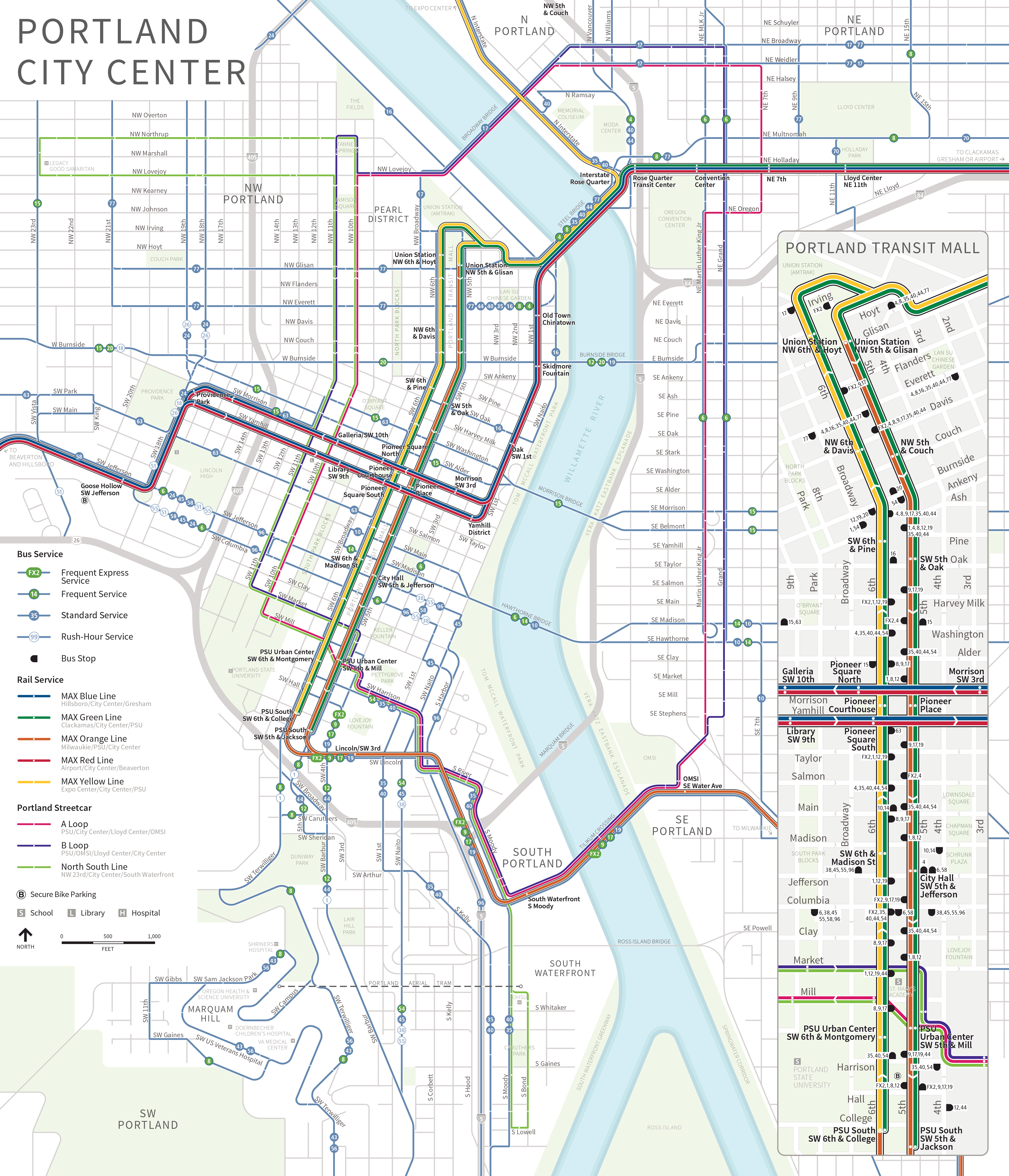 Portland Public Transit Map Maps and Schedules for TriMet Buses, MAX and WES