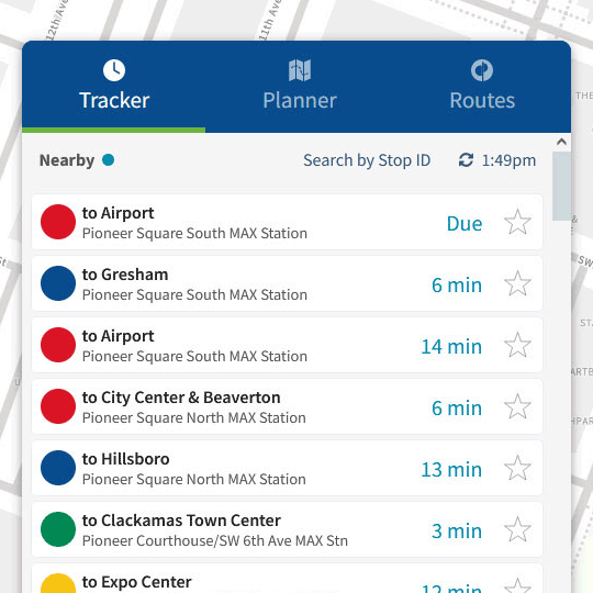 screenshot showing TransitTracker