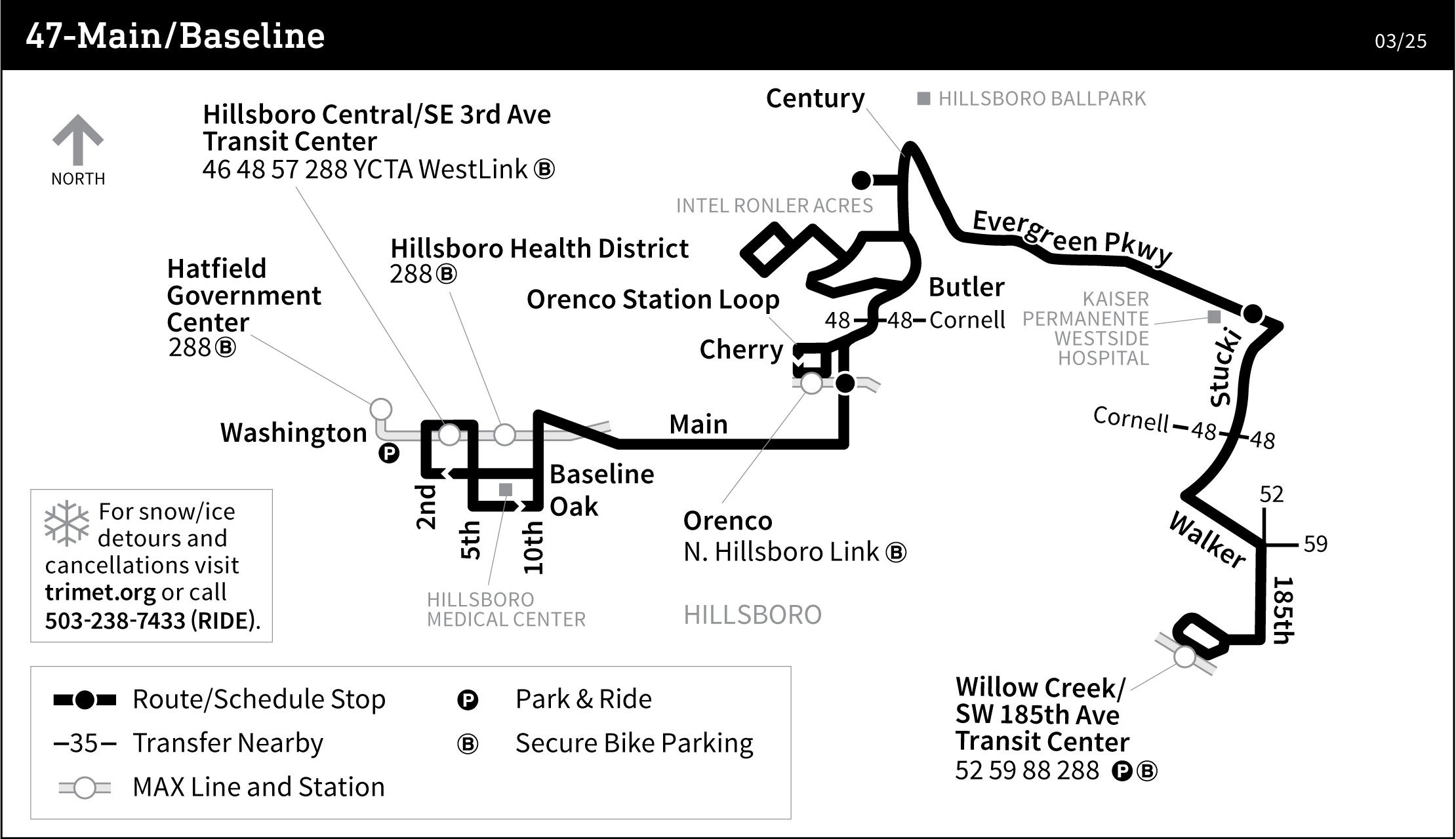 Mapa de ruta de la línea de autobús 47