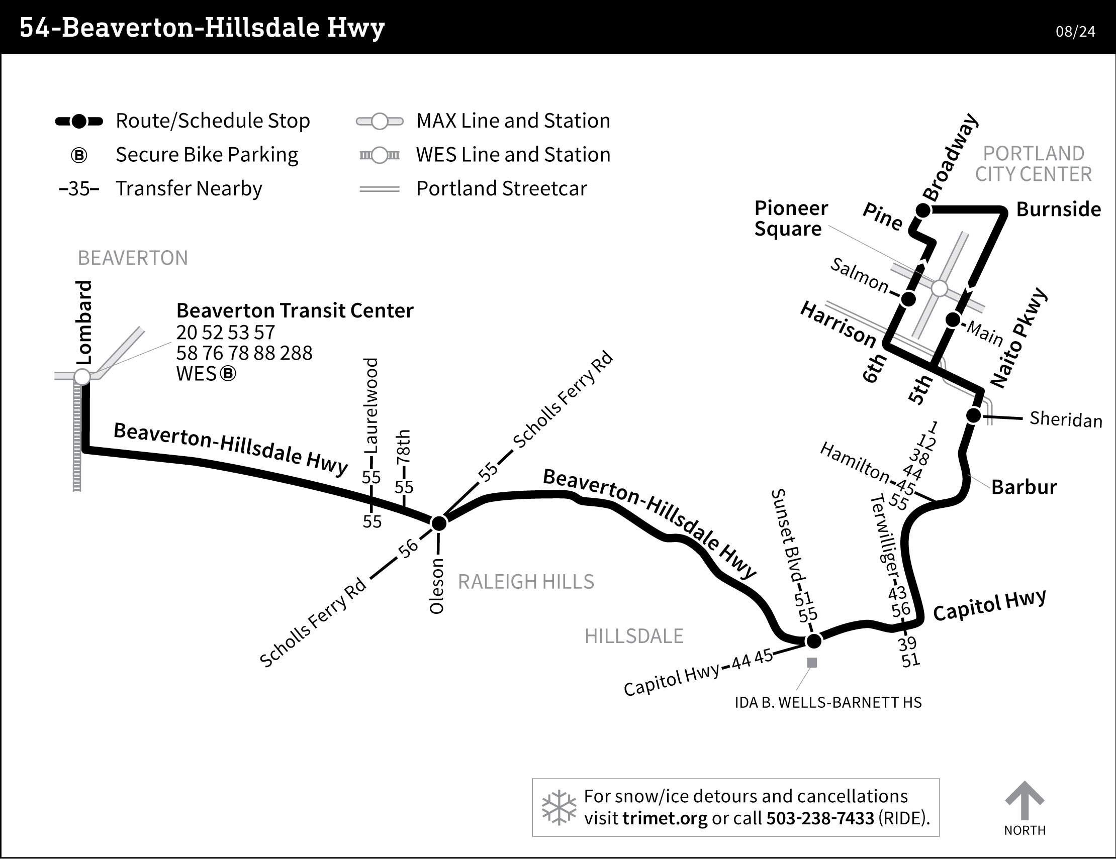 Trimet Trip Planner 54 Bus Schedule Beaverton