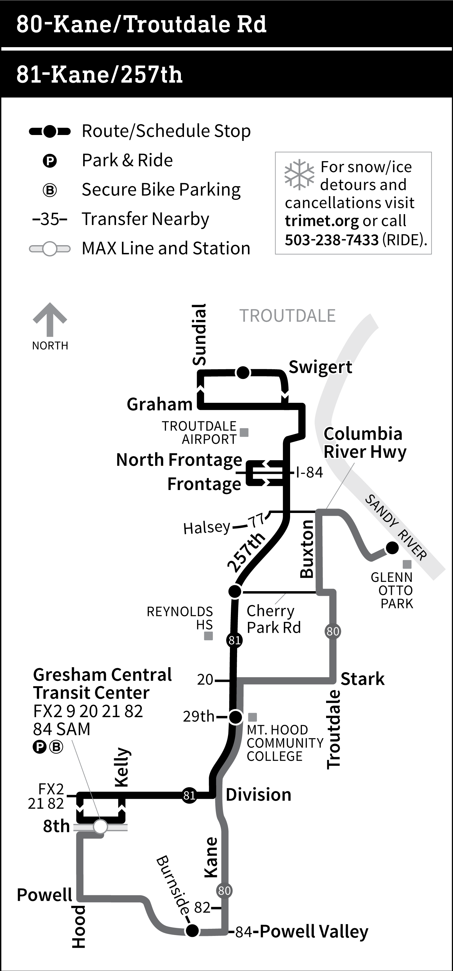 Bus lines 80 and 81 route map