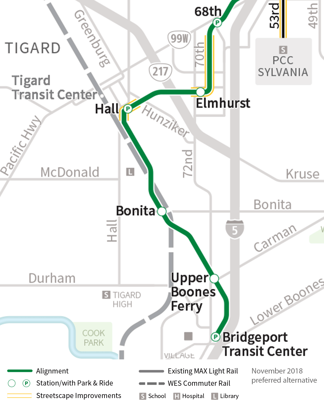 68th Parkway to Bridgeport Transit Center map