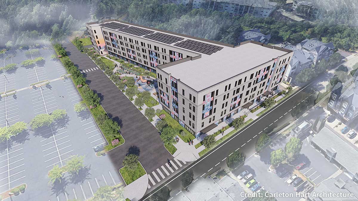 Willow Creek Affordable Housing conceptual rendering 2 of 4. Credit: Carleton Hart Architecture.