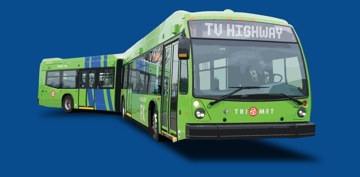 Photo of an FX bus with TV HIGHWAY on the digital display